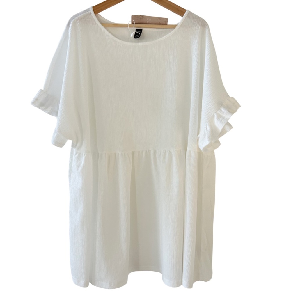 Emery Rose Plus Size White Women's Top Babydoll Coquette Cottagecore